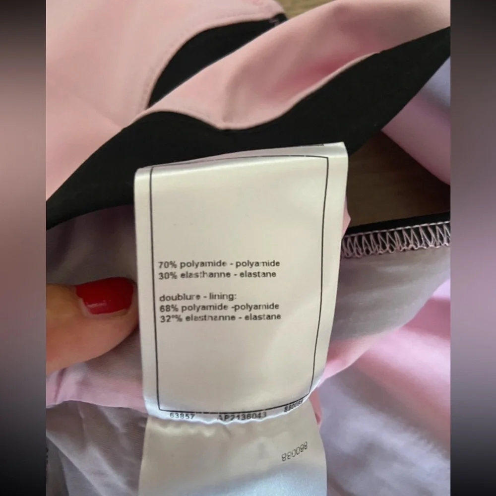 NWT CHANEL Pink&Black Striped Crop Top/bikini top size XS - Picture 10 of 11